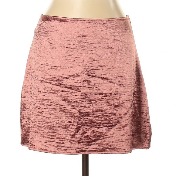 Express Pink Satin Mini Skirt - Picture 1 of 3